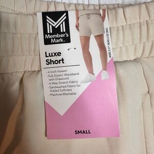 Member's Mark Luxe Shorts Almond Small NWT‎ 4" Inseam Lounge Athleisure